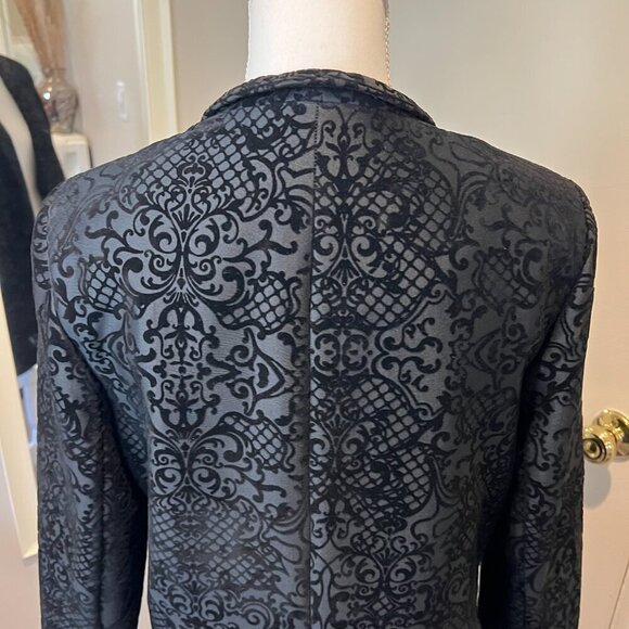 Roz & Ali Black Paisley Burnout Velvet Long Duster Jacket, Size Medium - Picture 12 of 15
